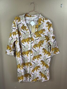 Printfresh Leopard Print Button-Down Shirt - White & Yellow